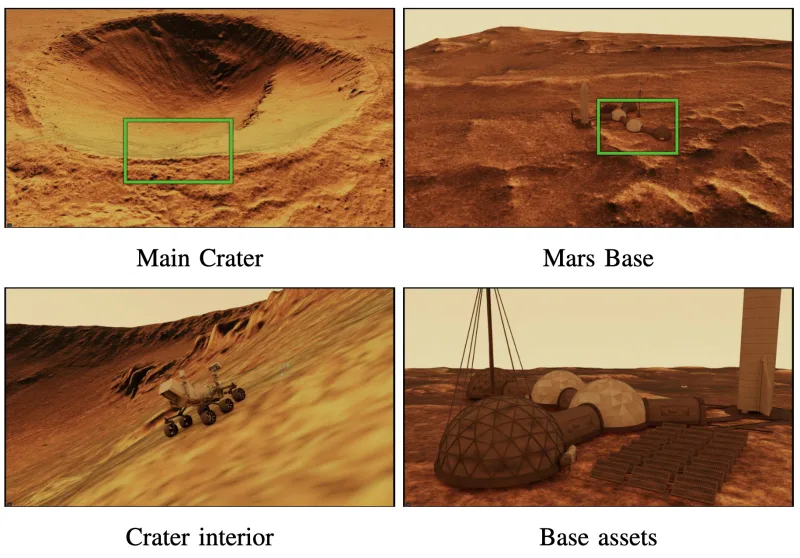 MarsLab Main Crater, Mars Base, crater interior, and base assets environments